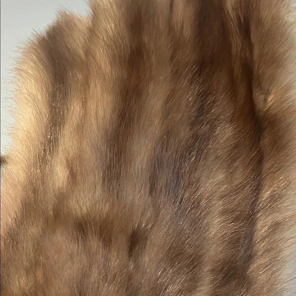 Plush Brown Fur Scarf with Satin Lining - Picture 3 of 4